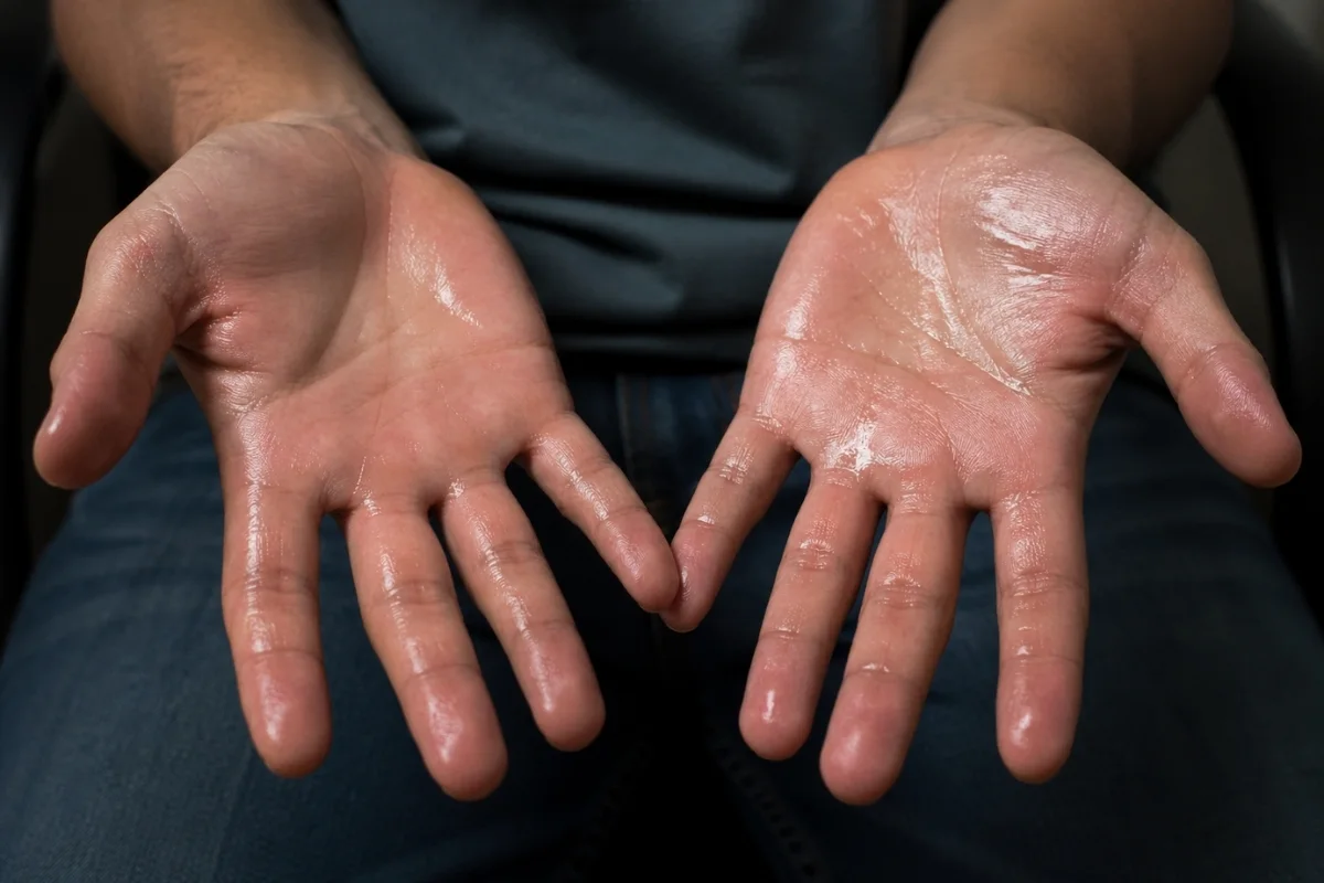 Sweaty palms — a common sign of hyperhidrosis