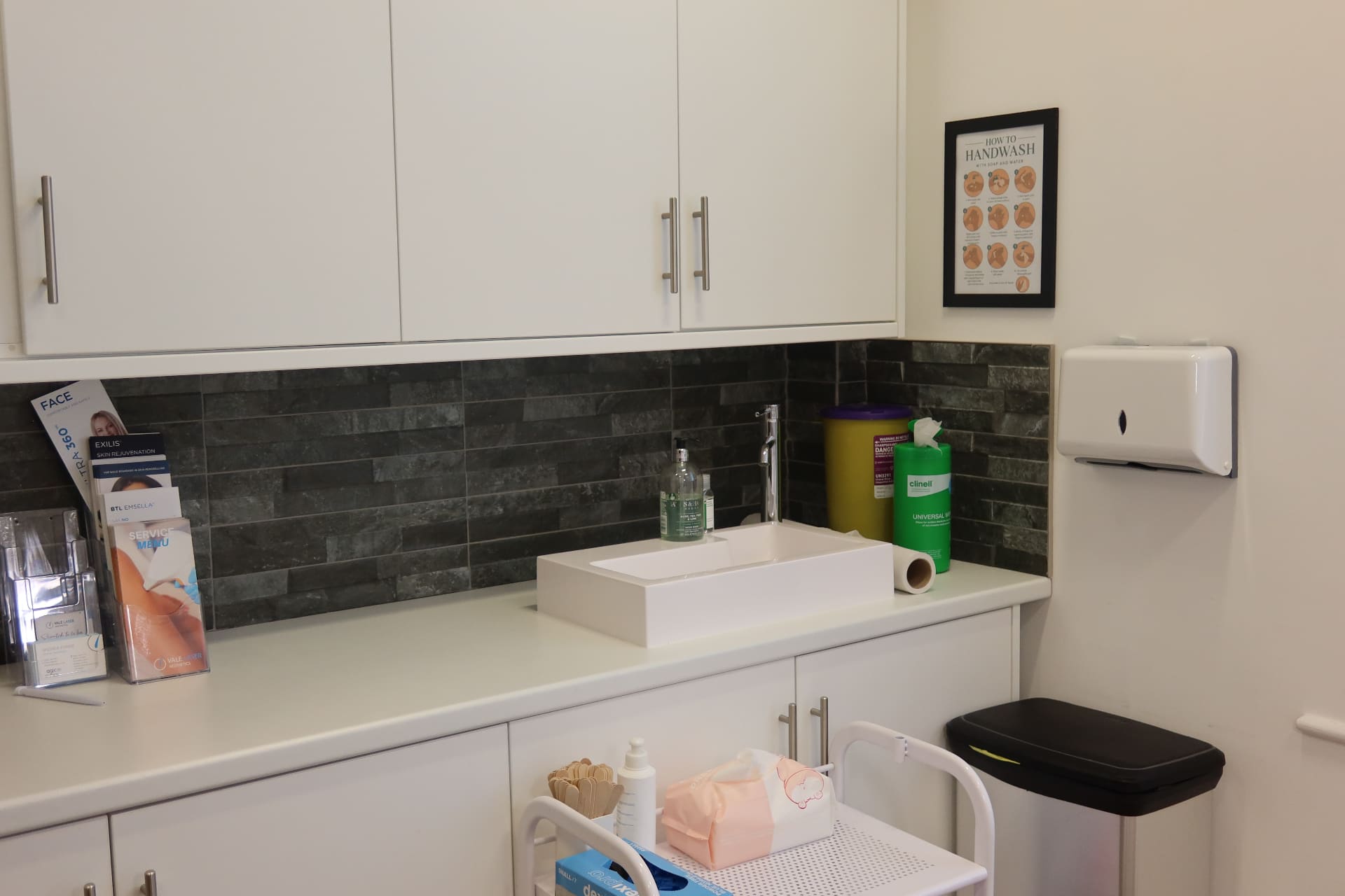 Clinical preparation area with sink at Cardiff Gate