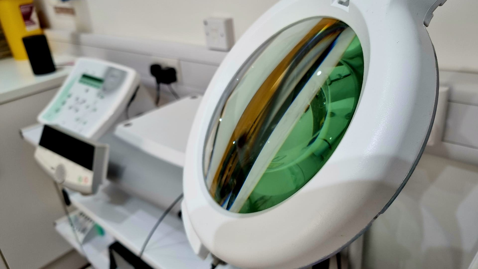 Magnifying lamp and clinical equipment at Vale Laser Pontyclun