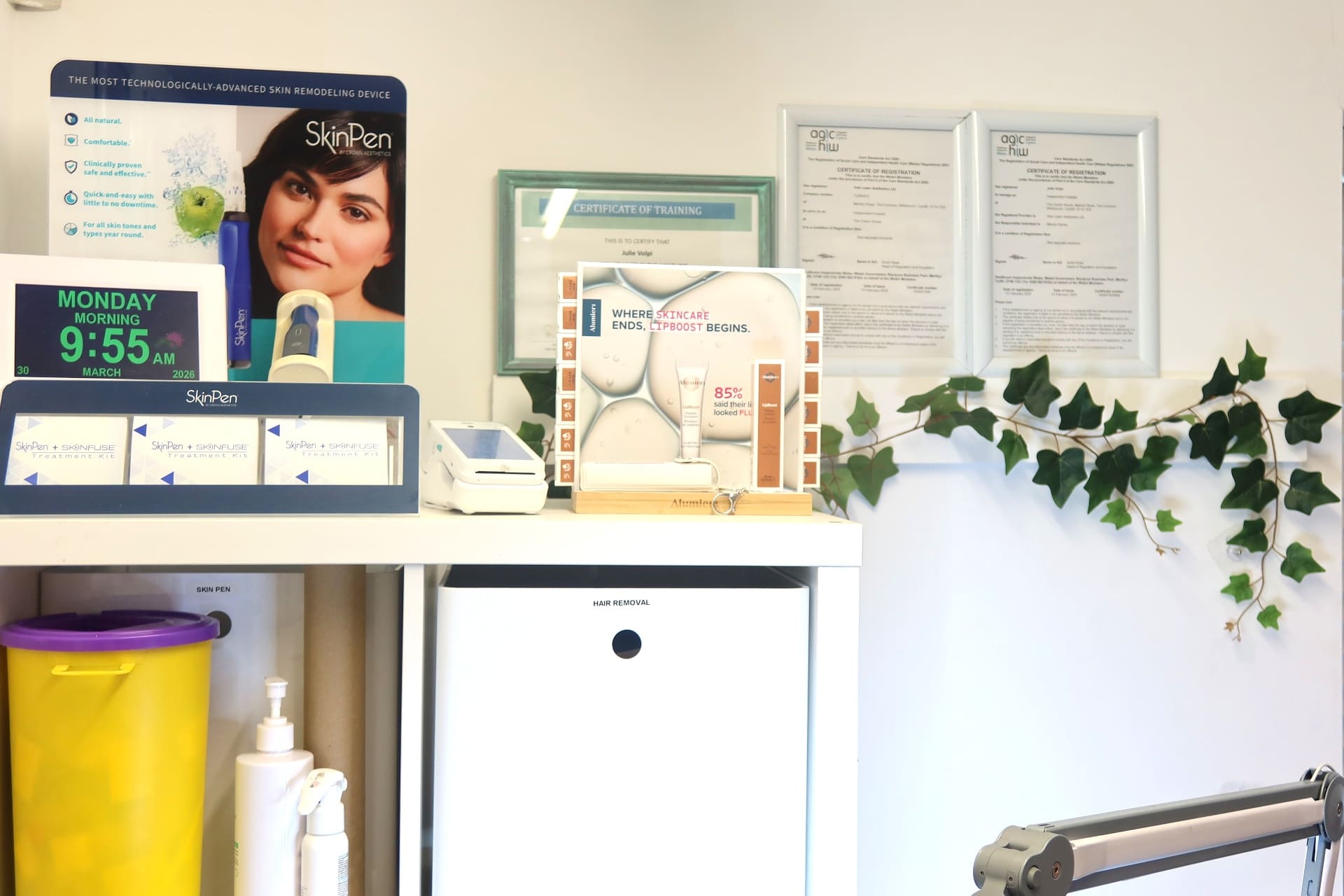 SkinPen and Alumier MD product display at Vale Laser Whitchurch